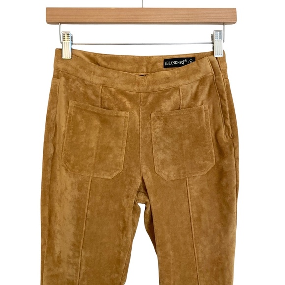 BLANK NYC Patch Pocket Mini Boot Pants Stretch Faux Suede Toasted Caramel Brown - Picture 7 of 12